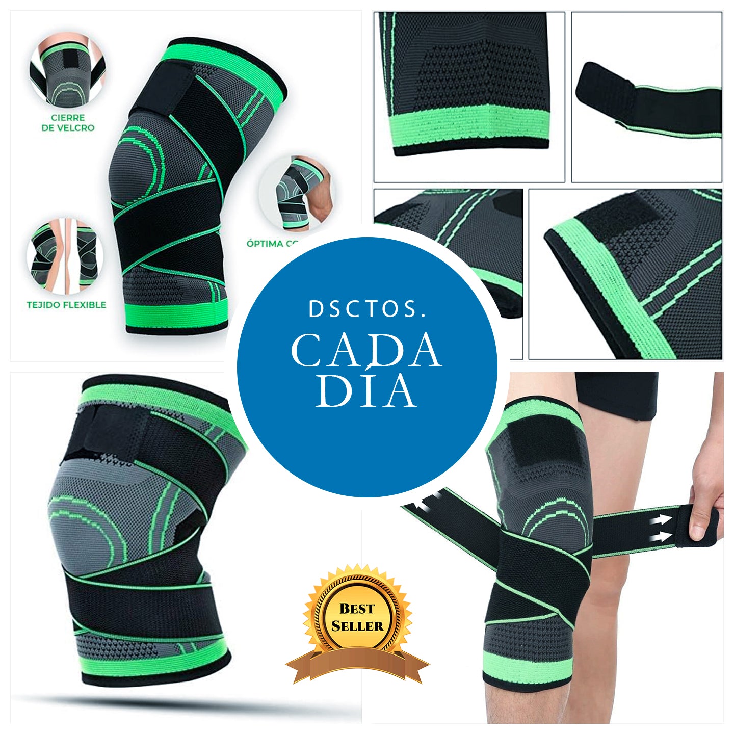 Rodillera Deportiva Ajustable 1pcs (Talla Única)